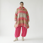  A-Form Jacke von AKH Fashion aus Polyester, 1543.05458, Sand/Fuchsia, TwoTone, Schick