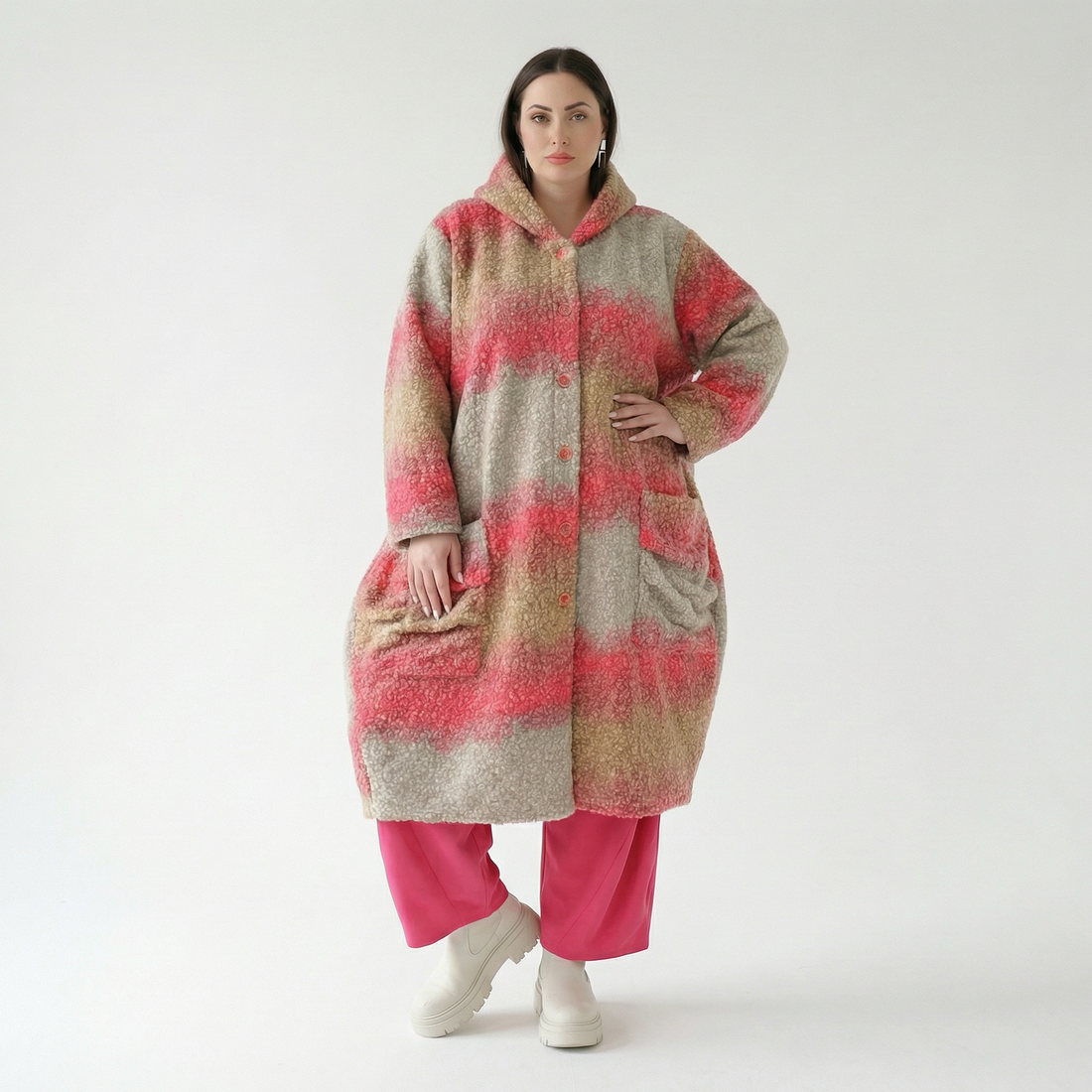  Ballonmantel von AKH Fashion aus Polyester, 1543.07152, Sand/Fuchsia, TwoTone, Schick