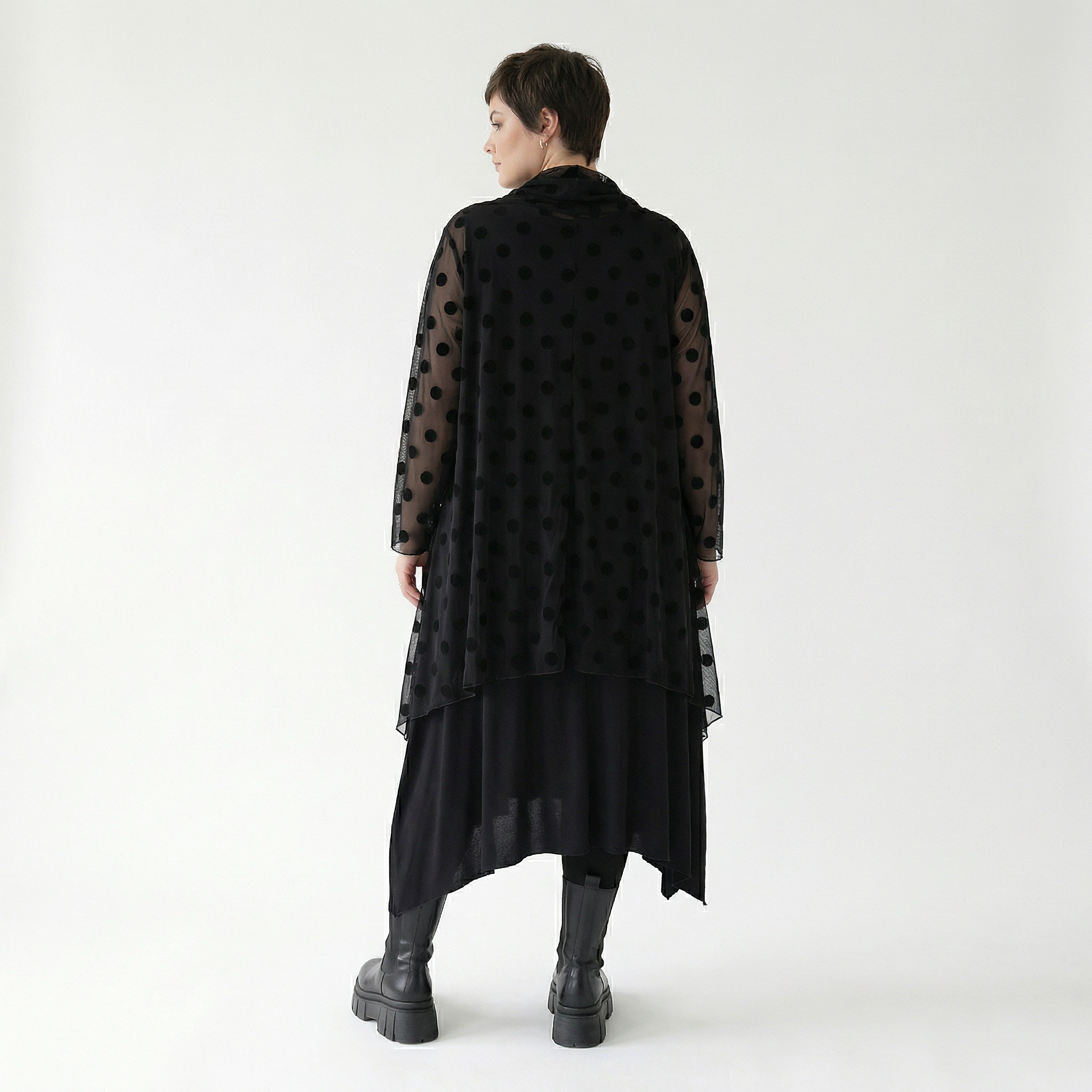  A-Form Bigshirt von AKH Fashion aus Polyester, 1544.03371, Schwarz, Punkte, Ausgefallen