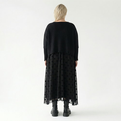 A-Form Tunika von AKH Fashion aus Polyester, 1544.05927, Schwarz, Punkte, Ausgefallen