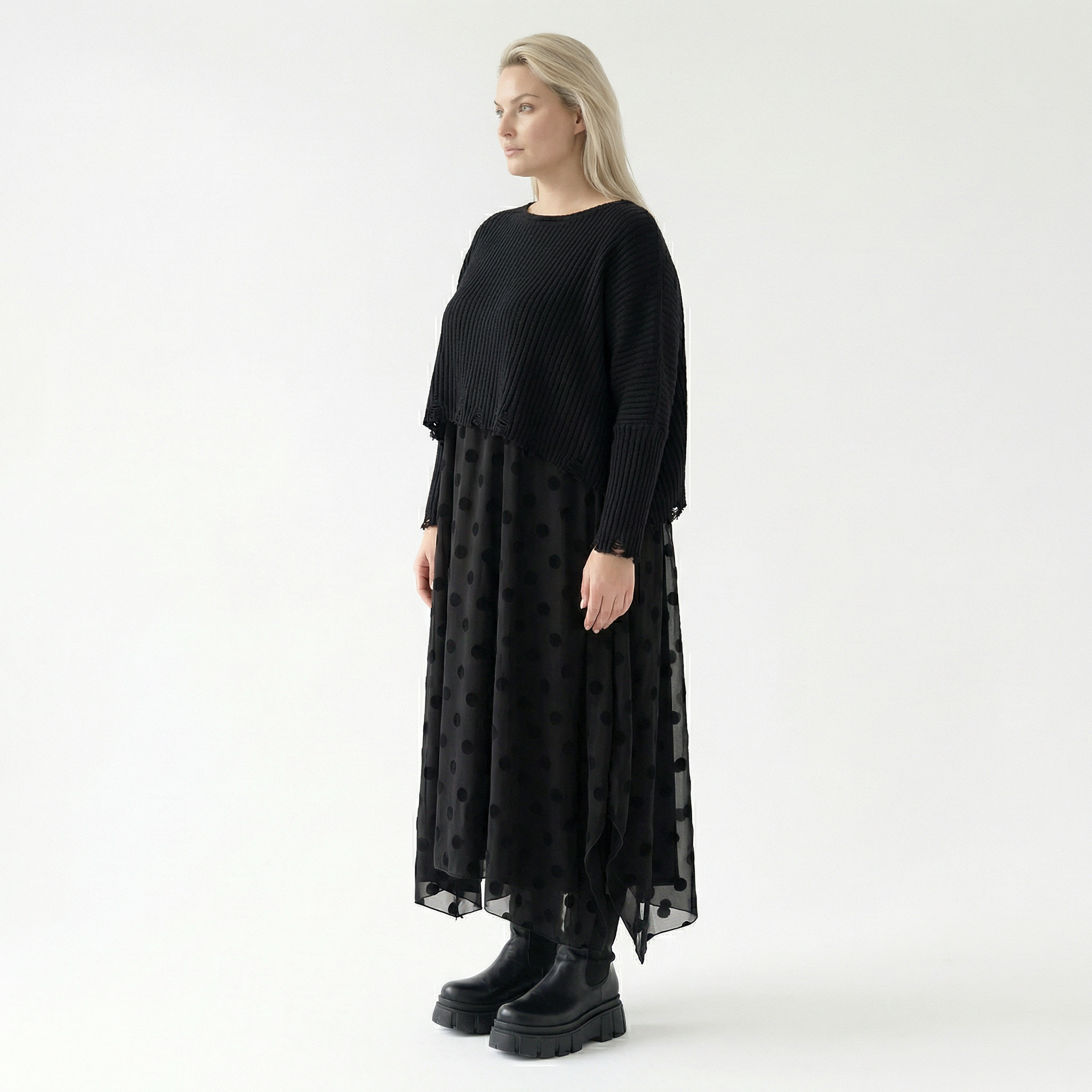 A-Form Tunika von AKH Fashion aus Polyester, 1544.05927, Schwarz, Punkte, Ausgefallen
