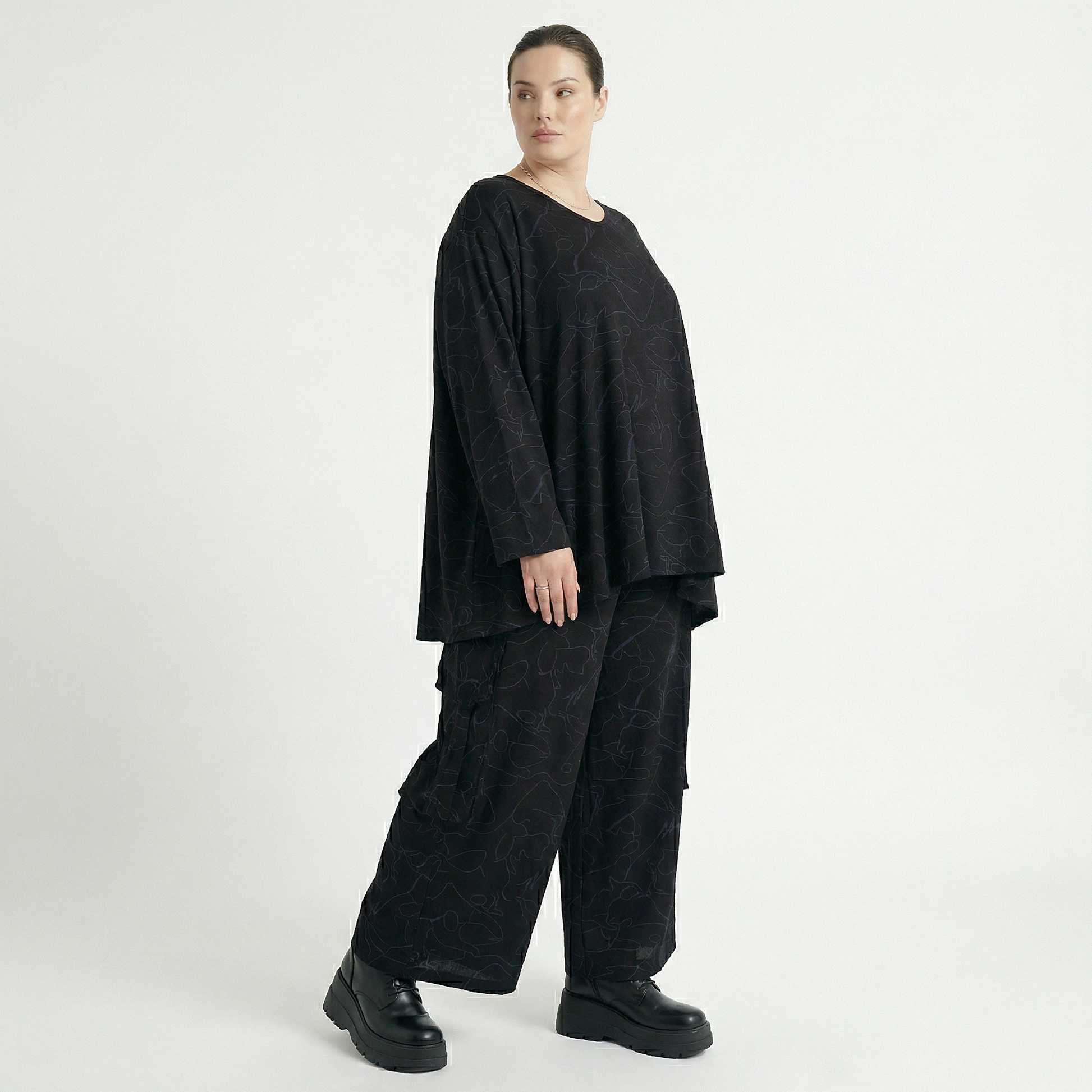  Ballonhose von AKH Fashion aus Viskose, 1545.07125, Schwarz/Blau, Kringel, Ausgefallen