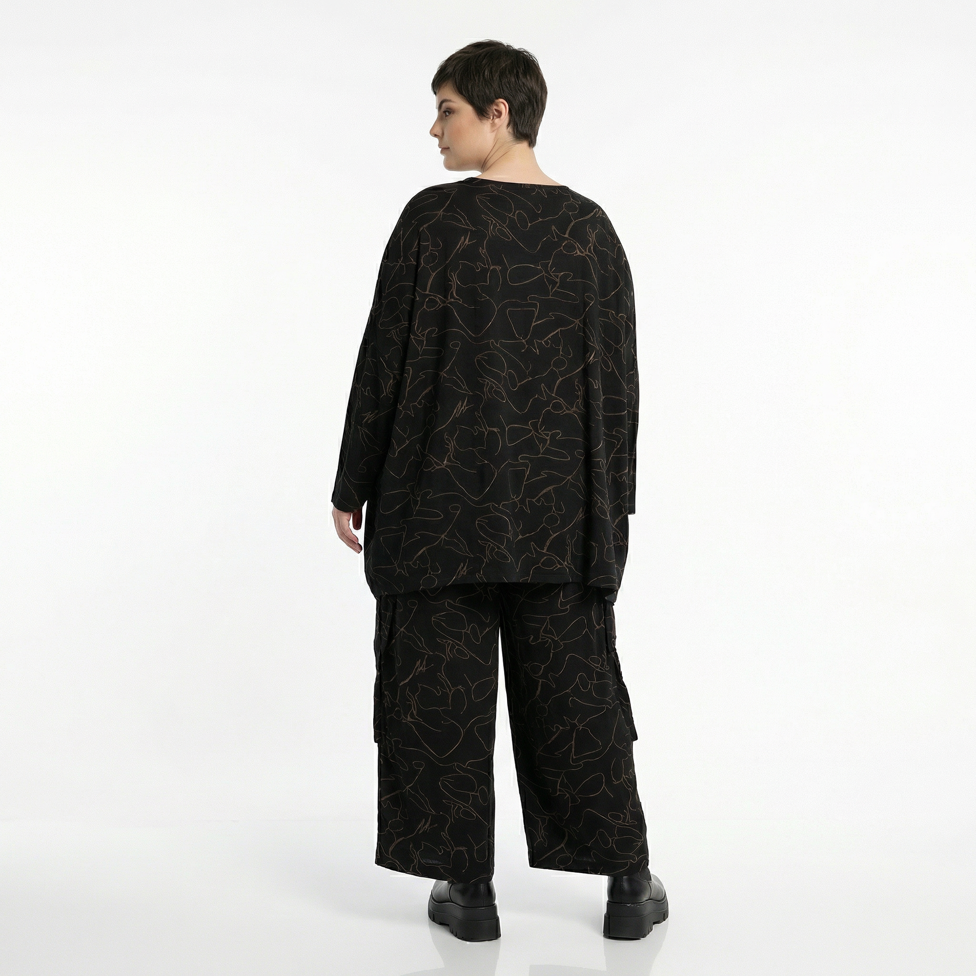  Ballonhose von AKH Fashion aus Viskose, 1545.07125, Schwarz/Braun, Kringel, Ausgefallen