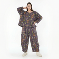  AKH Fashion Überwurf in kastiger Form, aus Materialmix, 1548.03018, Violett/Multi, Schick