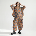  AKH Fashion Überwurf in kastiger Form, aus Materialmix, 1549.03018, Orange/Blau/Grau