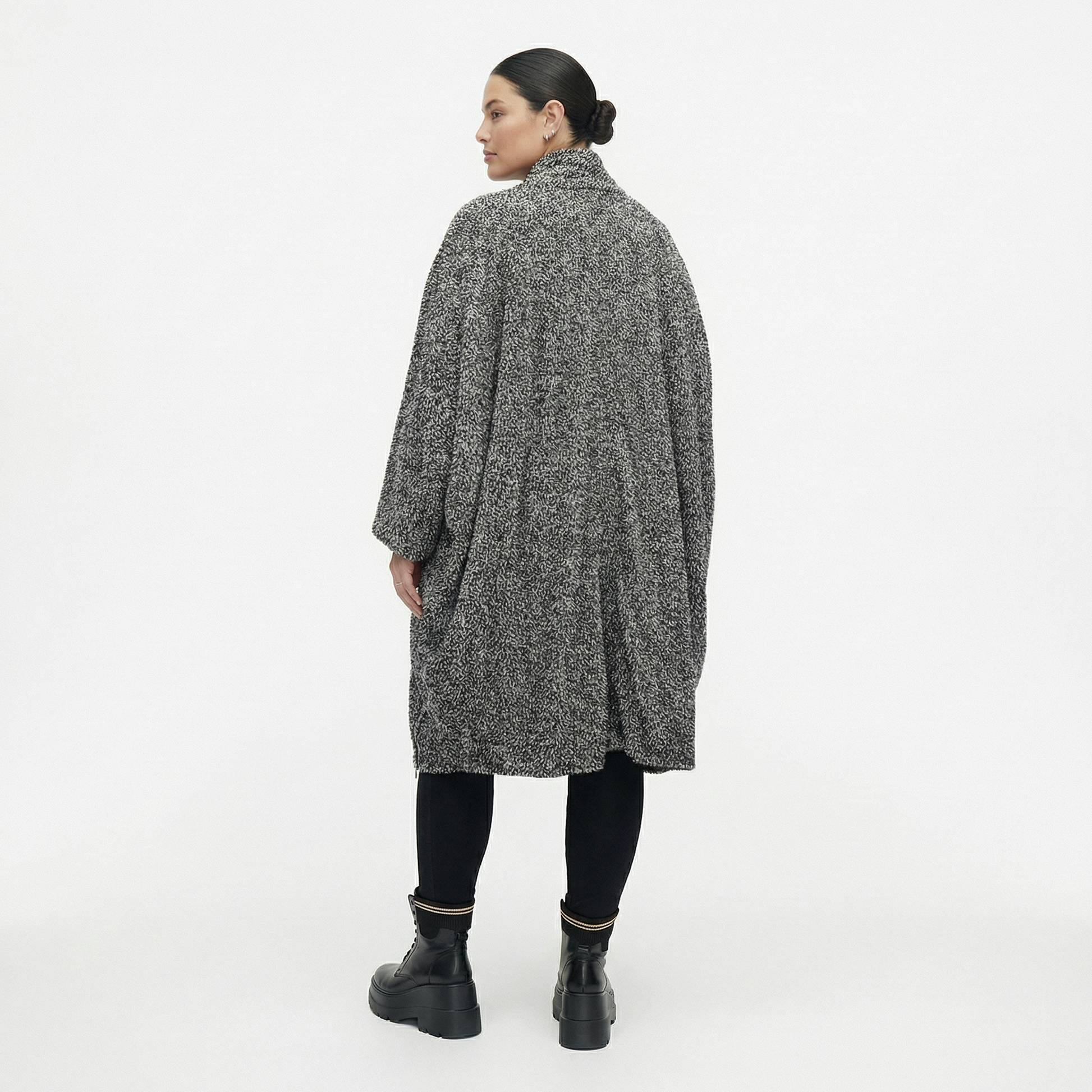  Ballonmantel von AKH Fashion aus Materialmix, 1551.07164, Schwarz/Weiß, Meliert, Schick