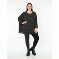  AKH Fashion Shirt in Glocken-Form, aus Viskose, 1557.01892, Schwarz/Weiß, Punkte, Schick