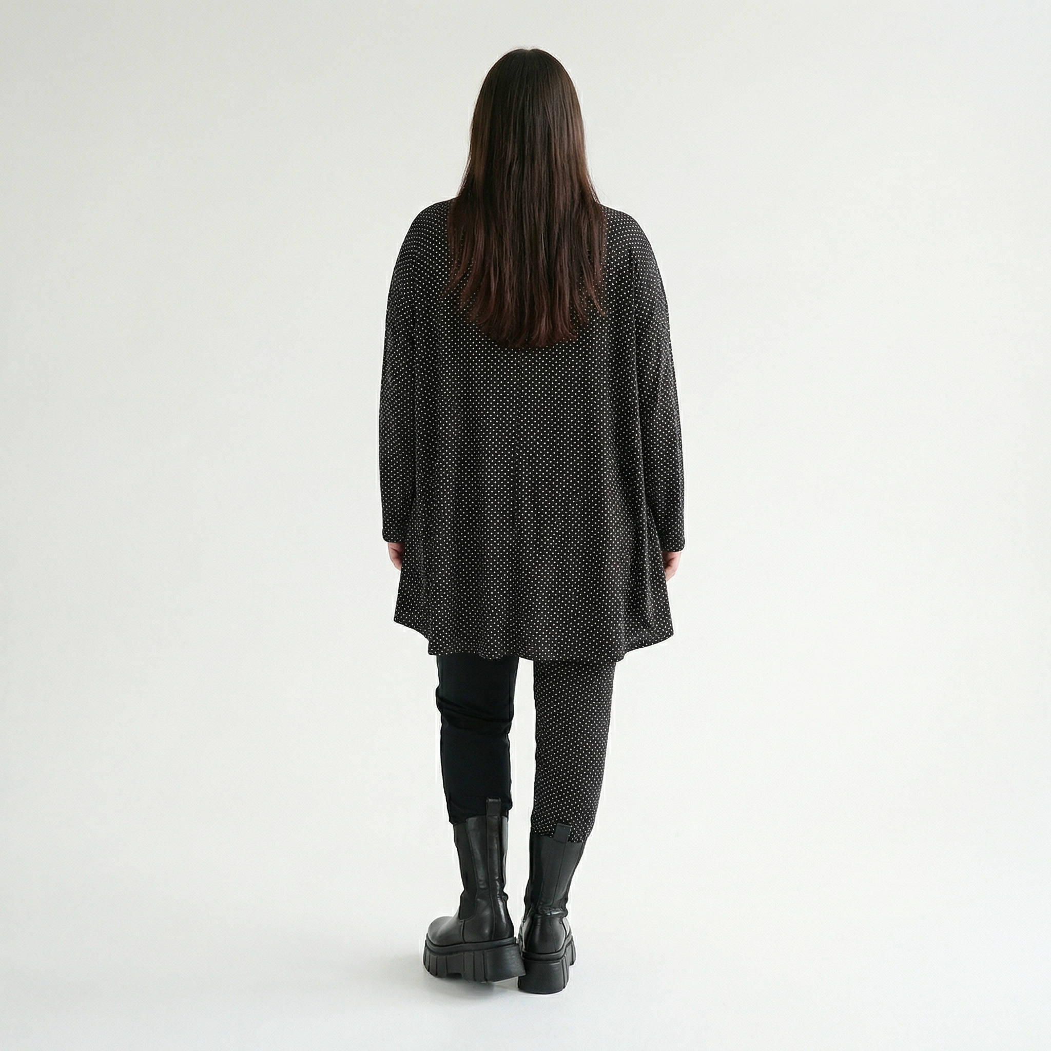  AKH Fashion Shirt in Glocken-Form, aus Viskose, 1558.01892, Schwarz/Weiß, Punkte, Schick