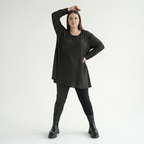  AKH Fashion Shirt in Glocken-Form, aus Viskose, 1558.01892, Schwarz/Weiß, Punkte, Schick