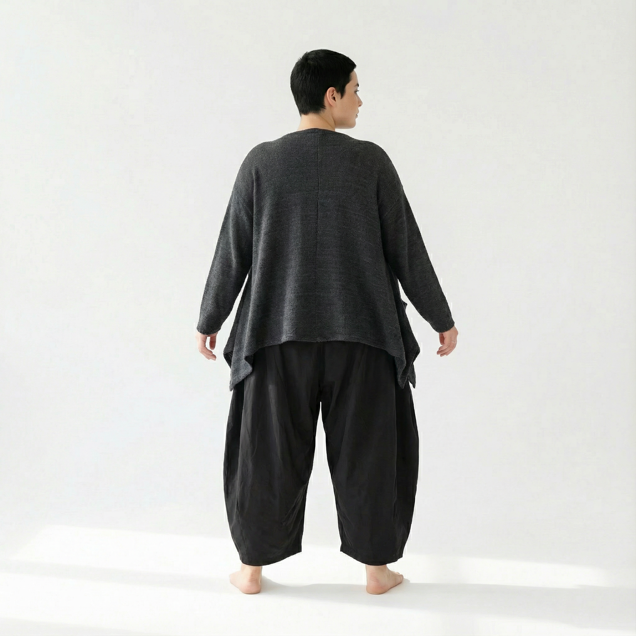 A-Form Jacke von AKH Fashion aus Viskose, 1537.00118, Dunkelgrau, Meliert, Ausgefallen