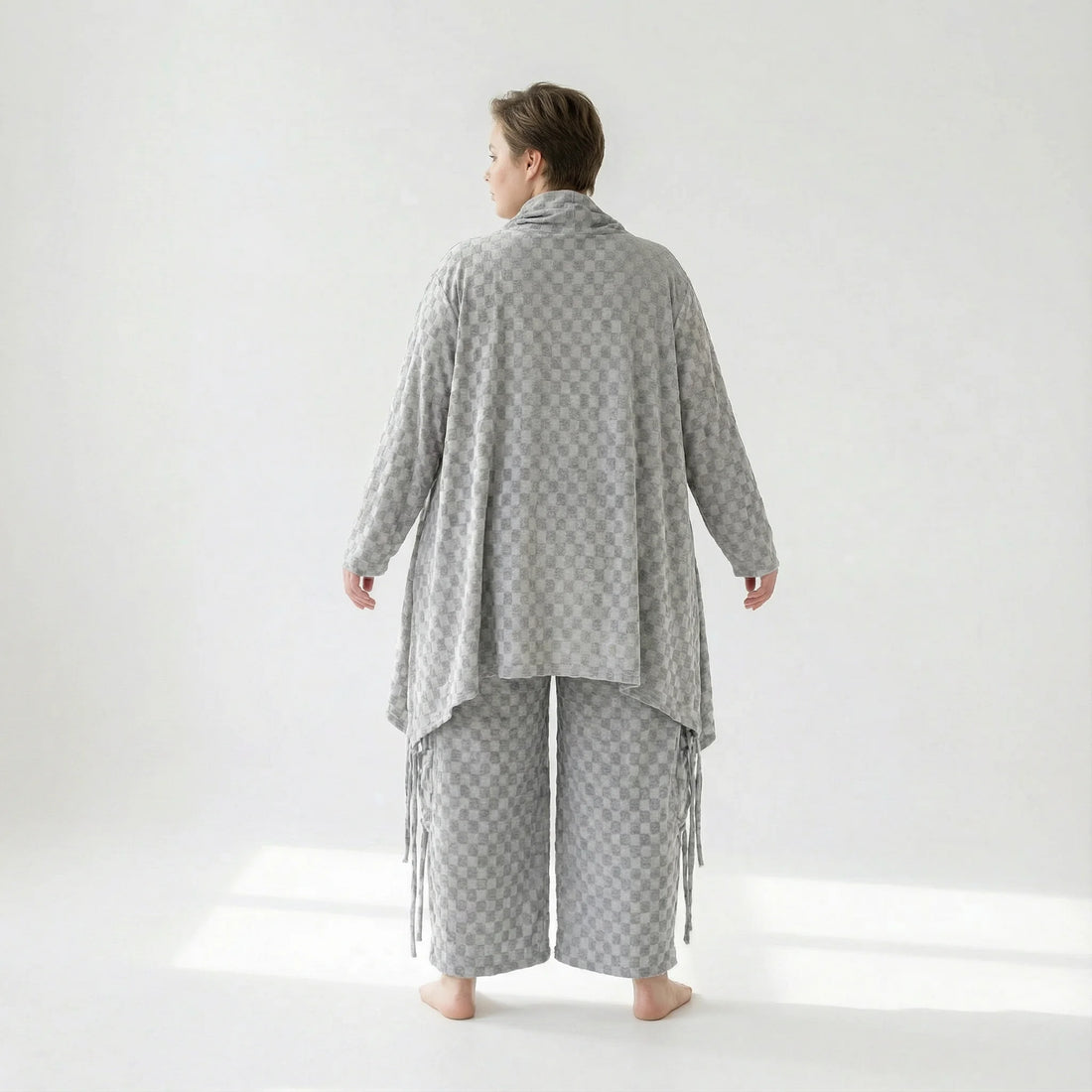  A-Form Bigshirt von AKH Fashion aus Viskose, 1540.03371, Grau, Kariert, Ausgefallen, Zeitlos