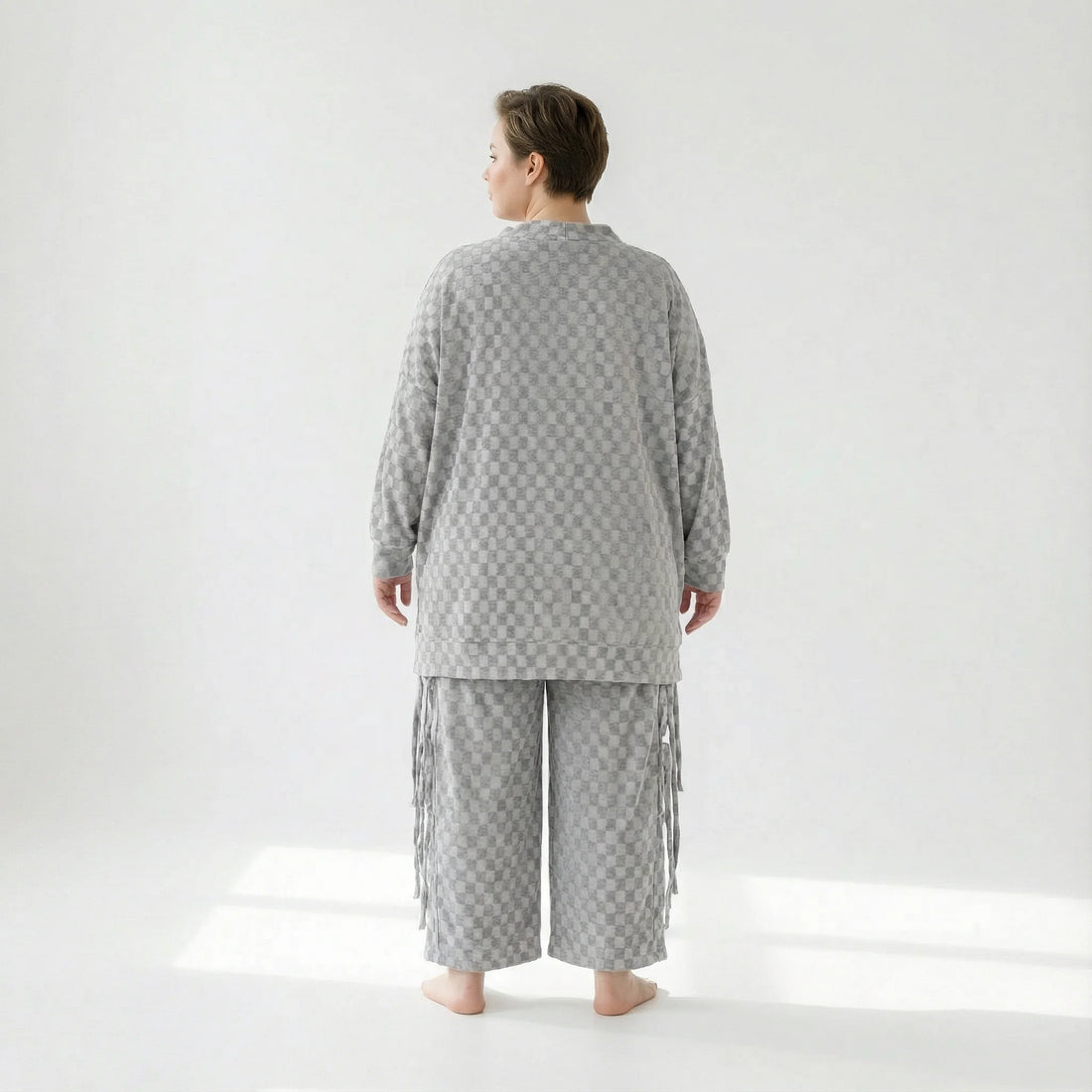  AKH Fashion Bigshirt in gerader Form, aus Viskose, 1540.07124, Grau, Kariert, Ausgefallen