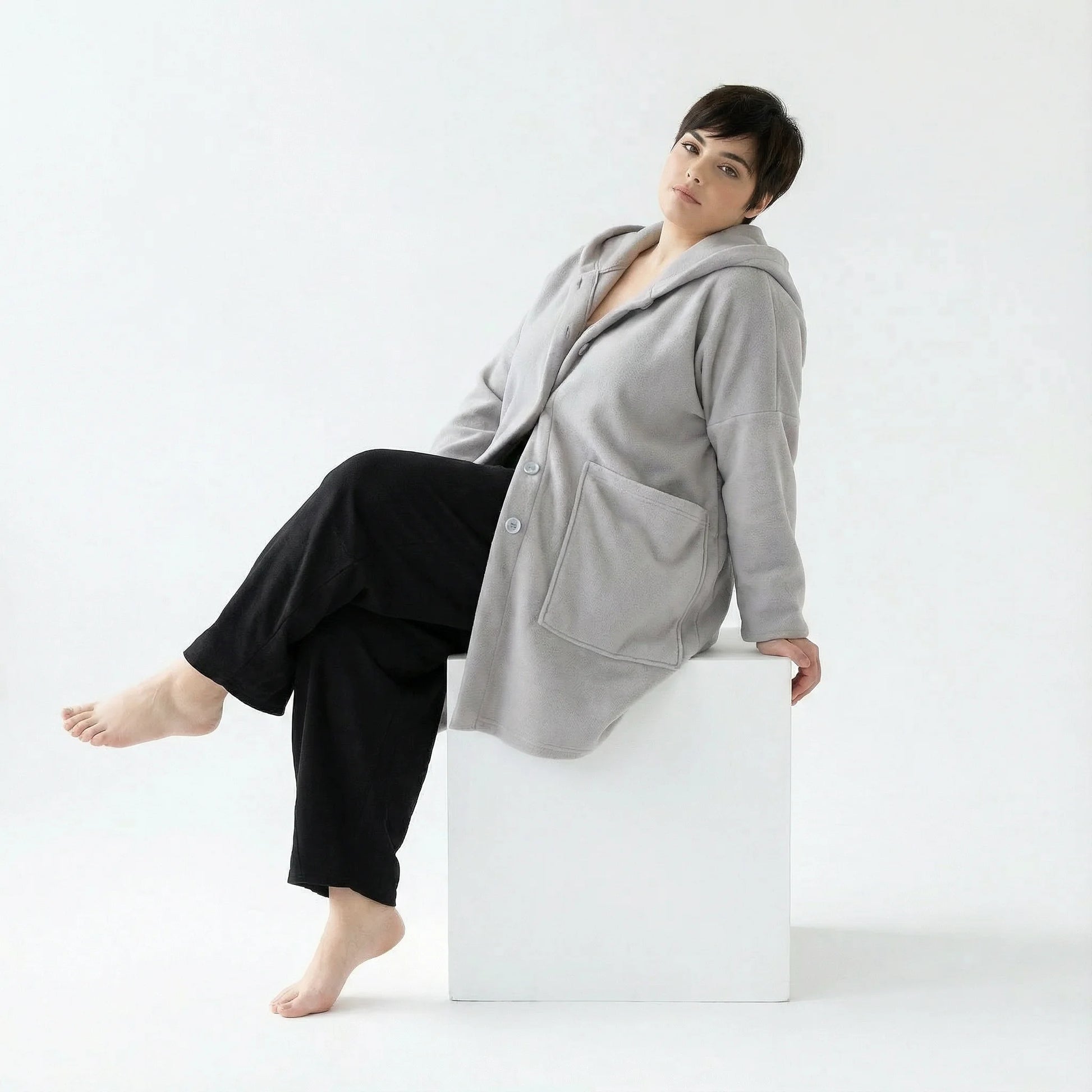  AKH Fashion Jacke in gerader Form, aus Materialmix, 1552.06272, Hellgrau, Ausgefallen