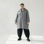  Ballonmantel von AKH Fashion aus Viskose, 1561.06600, Grau, Kariert, Ausgefallen, Zeitlos