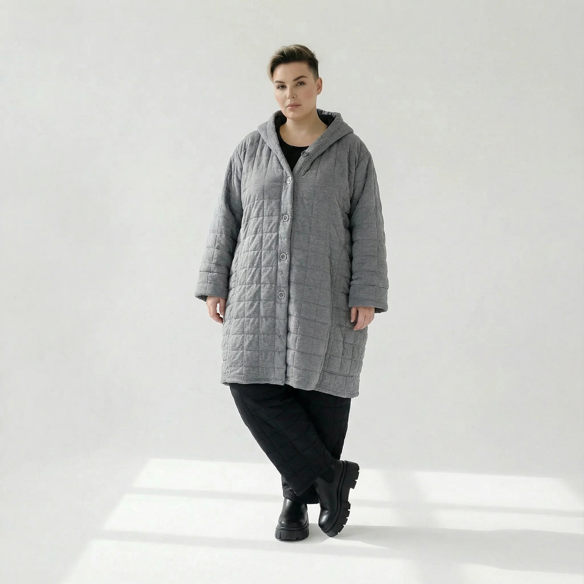  Ballonmantel von AKH Fashion aus Viskose, 1561.06600, Grau, Kariert, Ausgefallen, Zeitlos