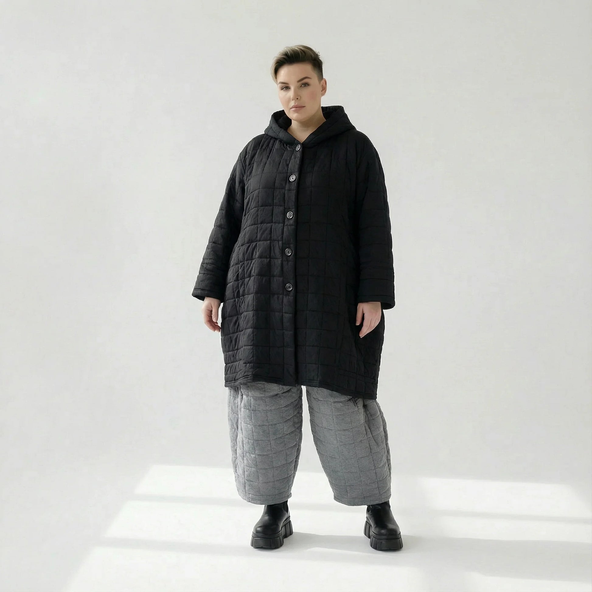  Ballonmantel von AKH Fashion aus Viskose, 1561.06600, Schwarz, Kariert, Ausgefallen