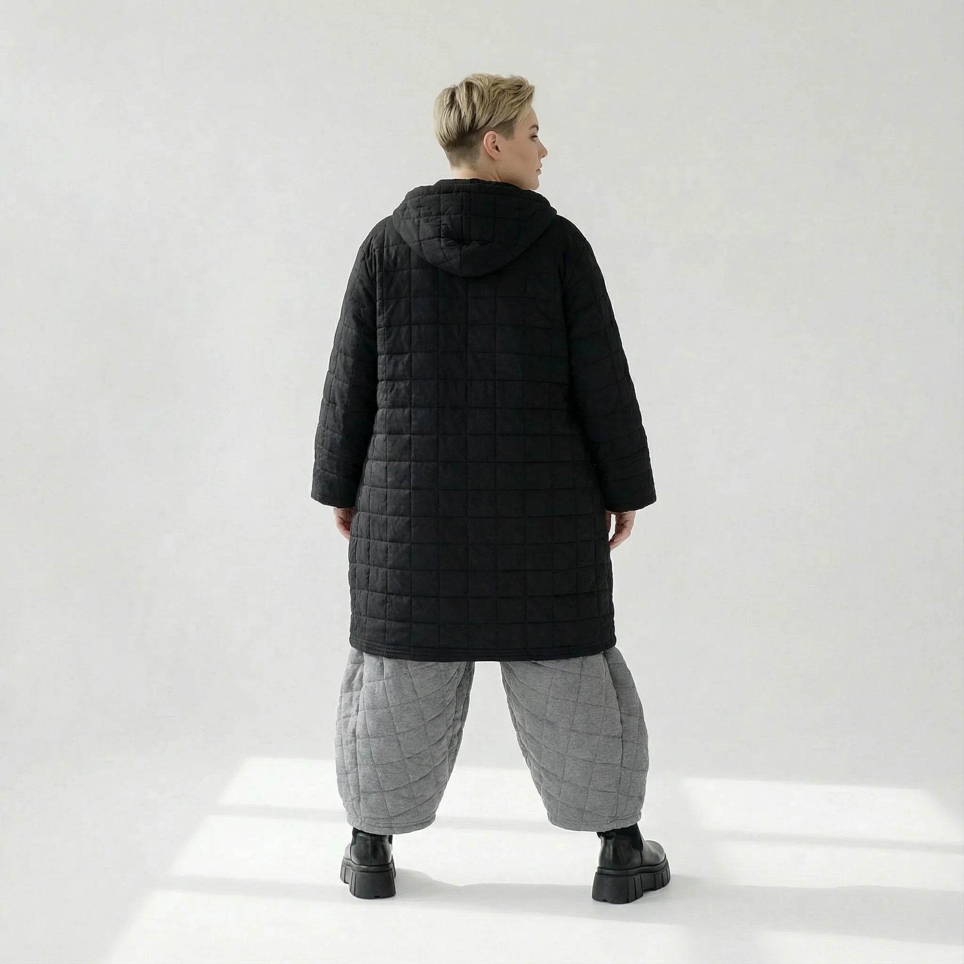  Ballonmantel von AKH Fashion aus Viskose, 1561.06600, Schwarz, Kariert, Ausgefallen