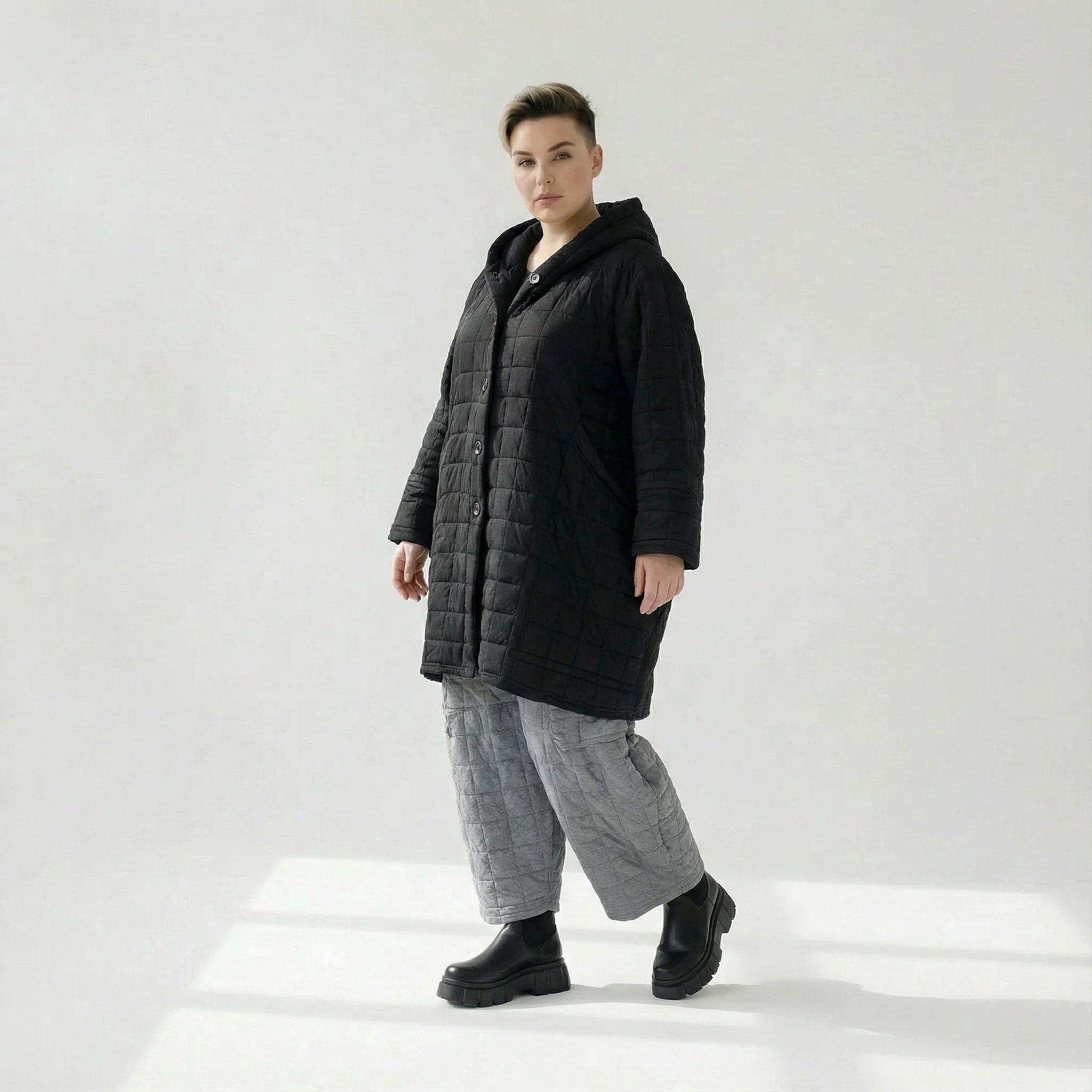  Ballonmantel von AKH Fashion aus Viskose, 1561.06600, Schwarz, Kariert, Ausgefallen