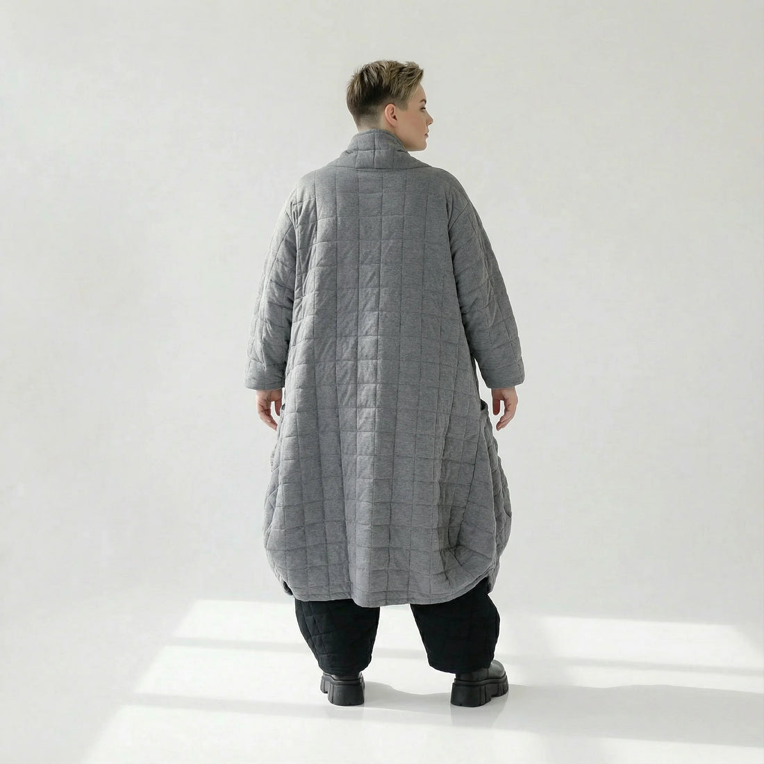  Ballonmantel von AKH Fashion aus Viskose, 1561.06671, Grau, Kariert, Ausgefallen, Zeitlos