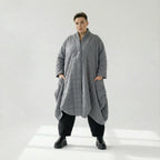  Ballonmantel von AKH Fashion aus Viskose, 1561.06671, Grau, Kariert, Ausgefallen, Zeitlos