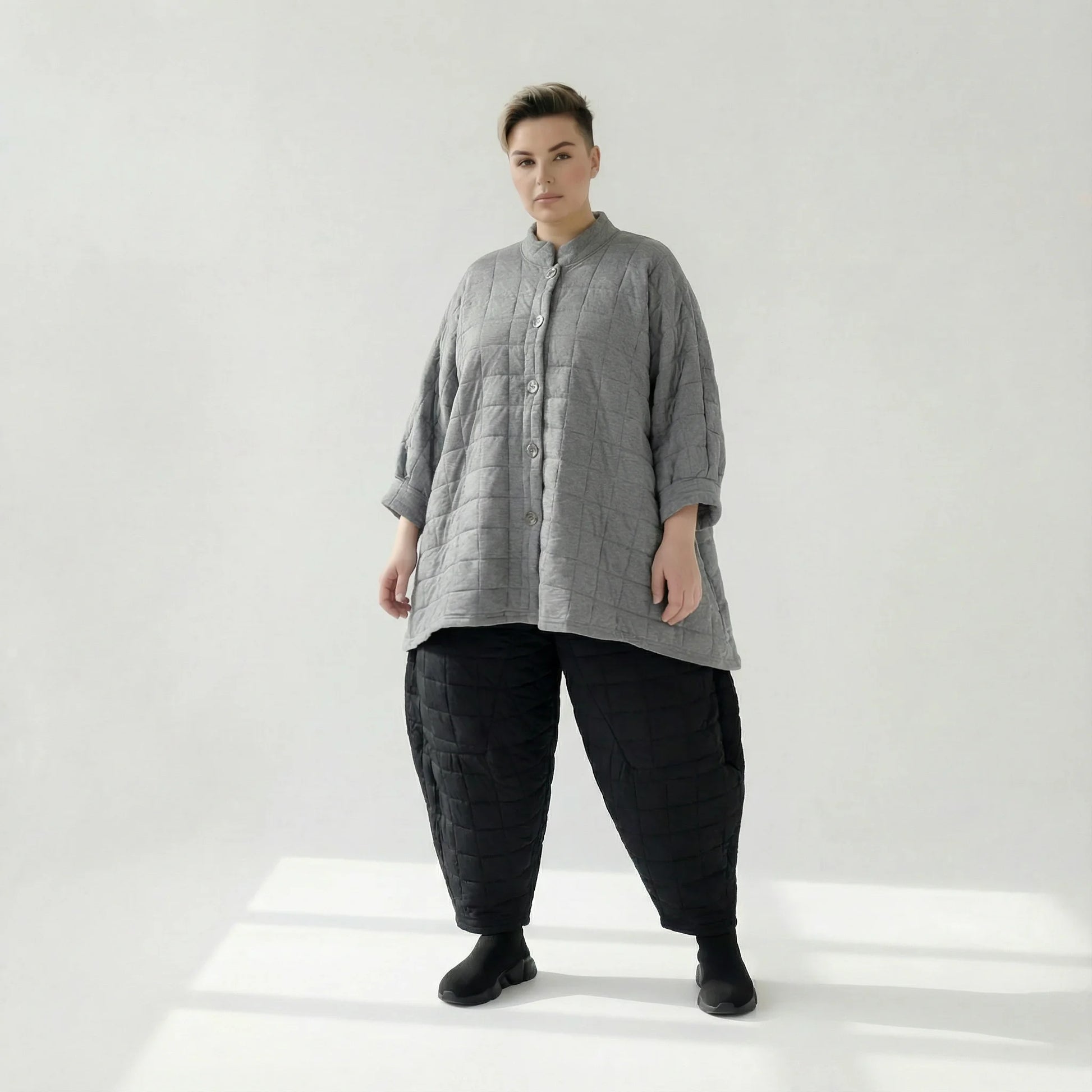  A-Form Bluse von AKH Fashion aus Viskose, 1561.07116, Grau, Kariert, Ausgefallen, Zeitlos