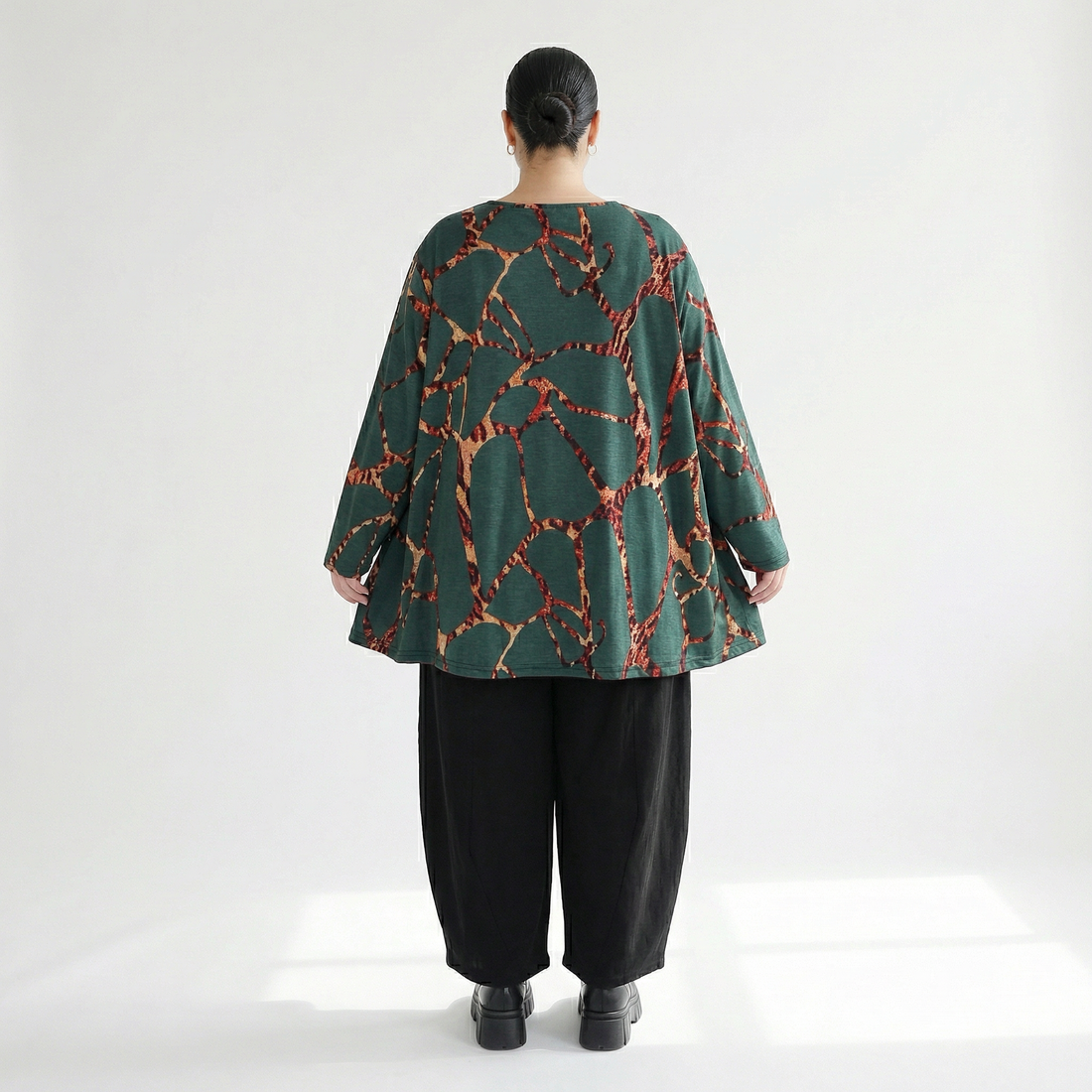  A-Form Bigshirt von AKH Fashion aus Materialmix, 1563.00593, Grün/Multi, Grafik, Ausgefallen