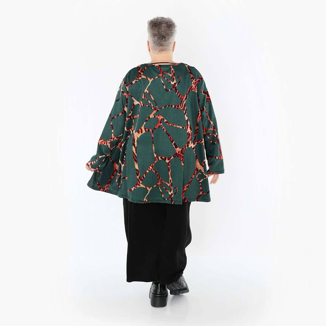  A-Form Bigshirt von AKH Fashion aus Materialmix, 1563.00593, Grün/Multi, Grafik, Ausgefallen