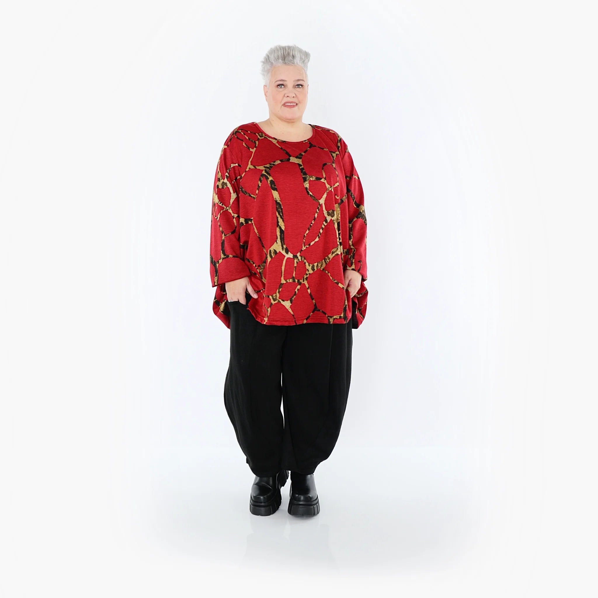  A-Form Bigshirt von AKH Fashion aus Materialmix, 1563.00593, Rot/Multi, Grafik, Ausgefallen