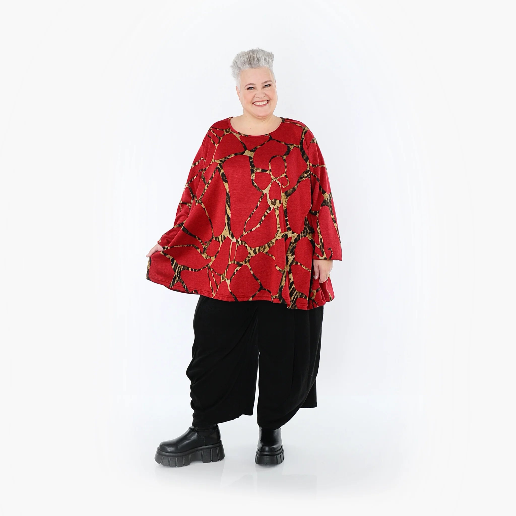  A-Form Bigshirt von AKH Fashion aus Materialmix, 1563.00593, Rot/Multi, Grafik, Ausgefallen