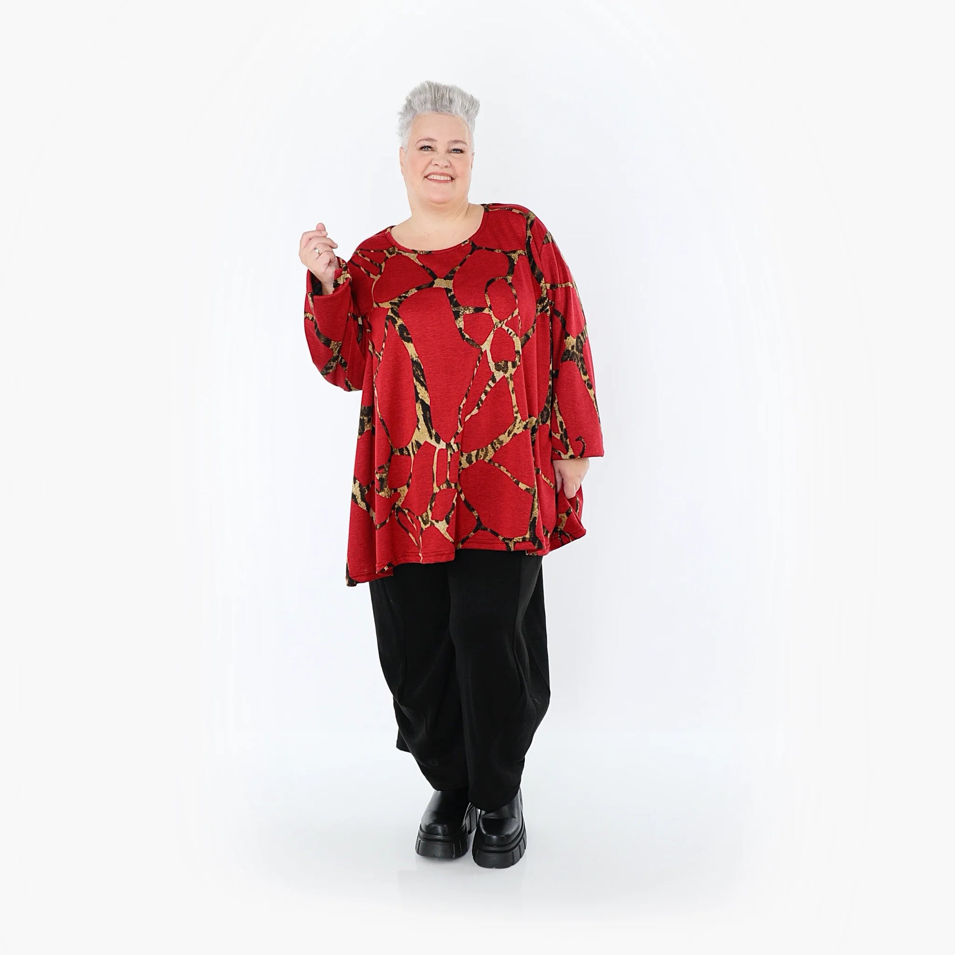  A-Form Bigshirt von AKH Fashion aus Materialmix, 1563.00593, Rot/Multi, Grafik, Ausgefallen