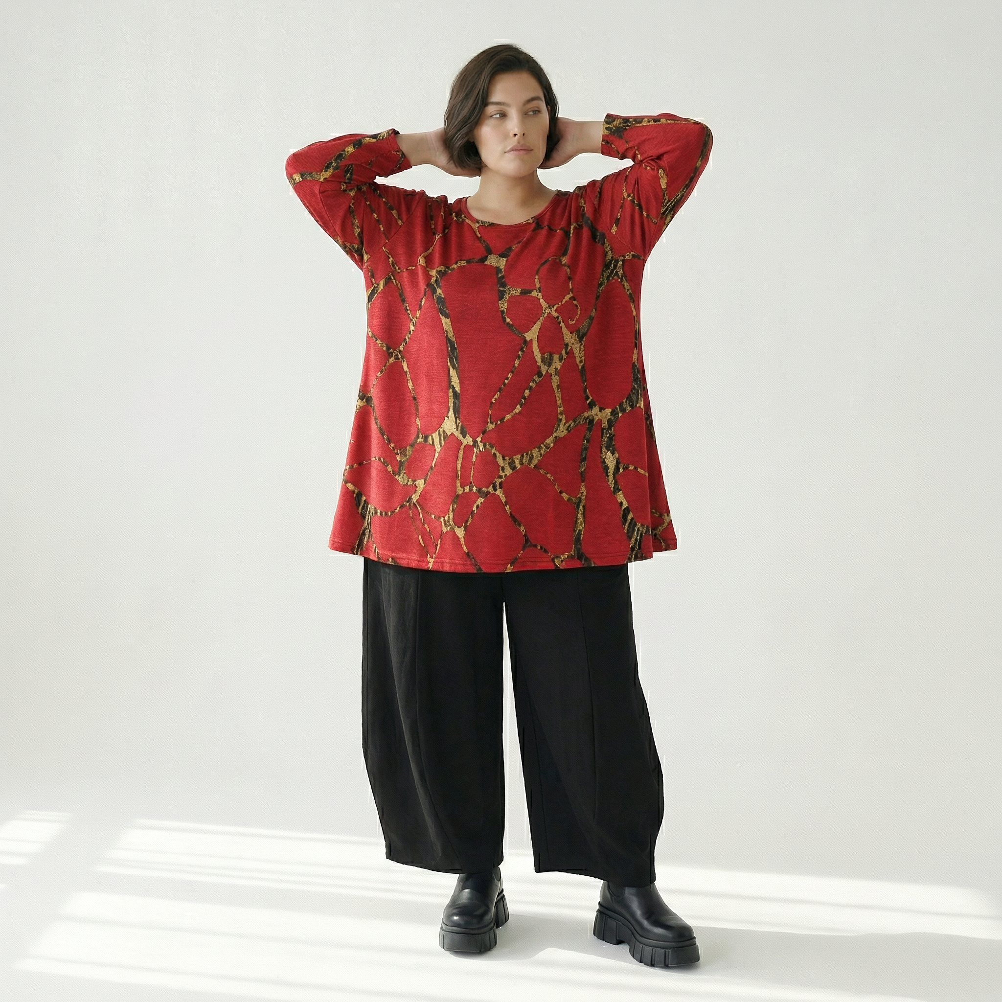  A-Form Bigshirt von AKH Fashion aus Materialmix, 1563.00593, Rot/Multi, Grafik, Ausgefallen