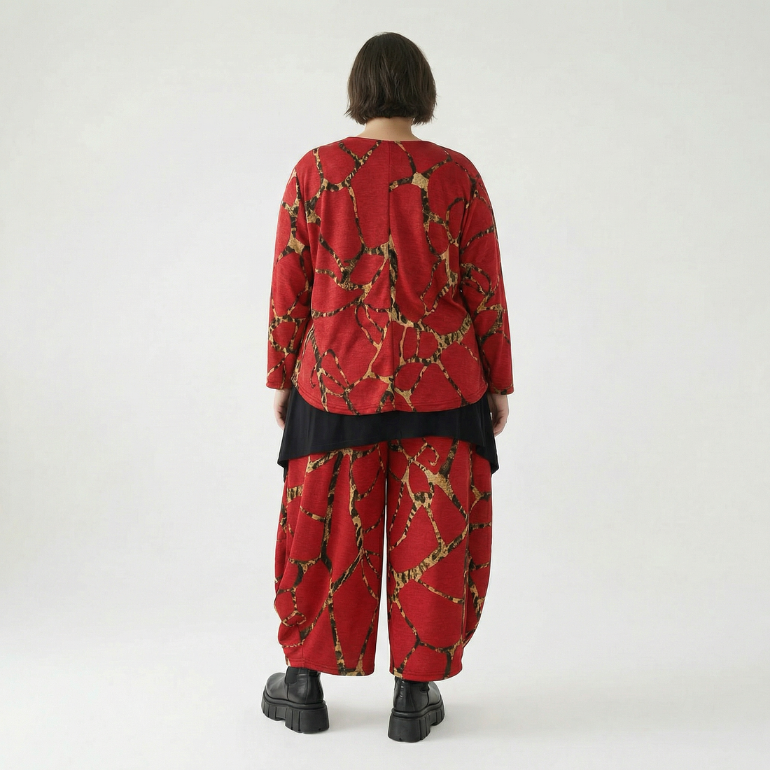  AKH Fashion Jacke in gerundeter Form, aus Materialmix, 1563.00130, Rot/Multi, Grafik