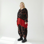  AKH Fashion Jacke in gerundeter Form, aus Materialmix, 1563.00130, Schwarz/Multi, Grafik