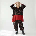  AKH Fashion Jacke in gerundeter Form, aus Materialmix, 1563.00130, Schwarz/Multi, Grafik