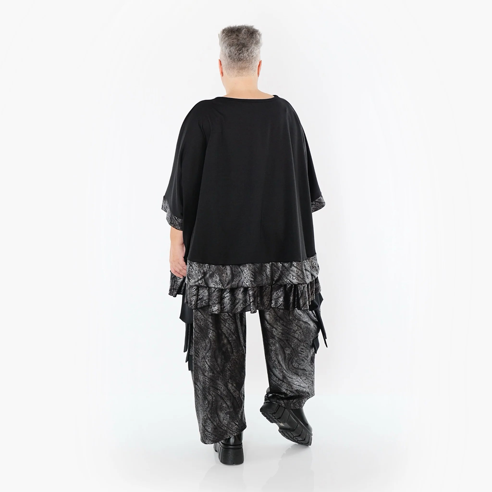 A-Form Bigshirt von AKH Premium aus Viskose, P1019.7103, Silber/Schwarz, Zebra, Ausgefallen