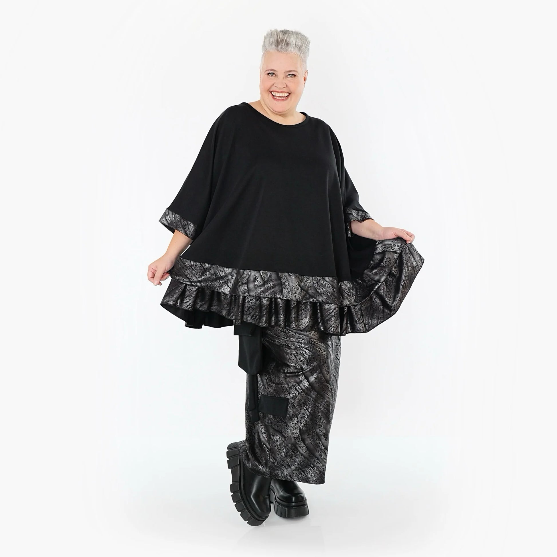  Ballonhose von AKH Premium aus Viskose, P1019.7125, Silber/Schwarz, Zebra, Ausgefallen