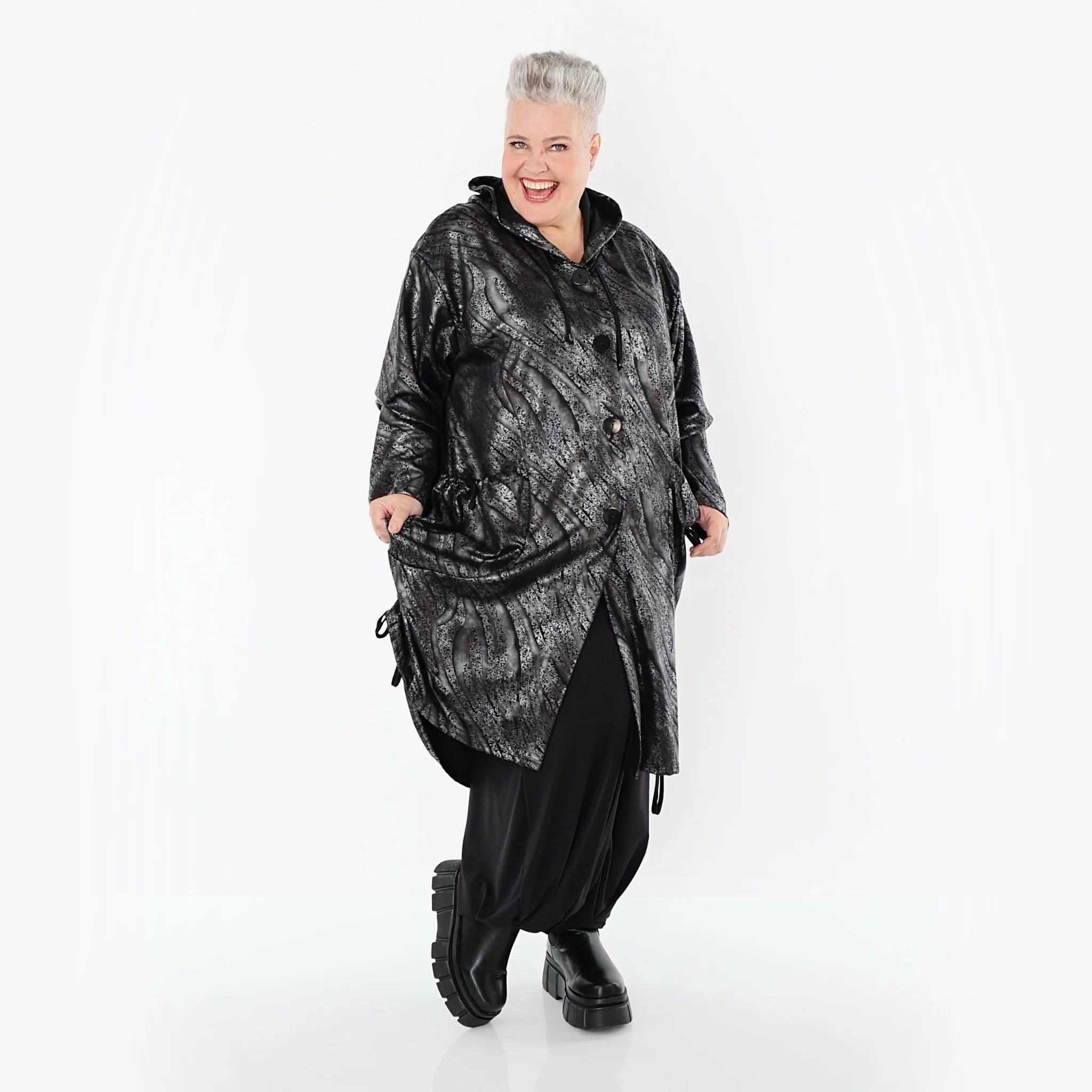  AKH Premium Jacke in gerader Form, aus Viskose, P1019.7154, Silber/Schwarz, Zebra, Schick