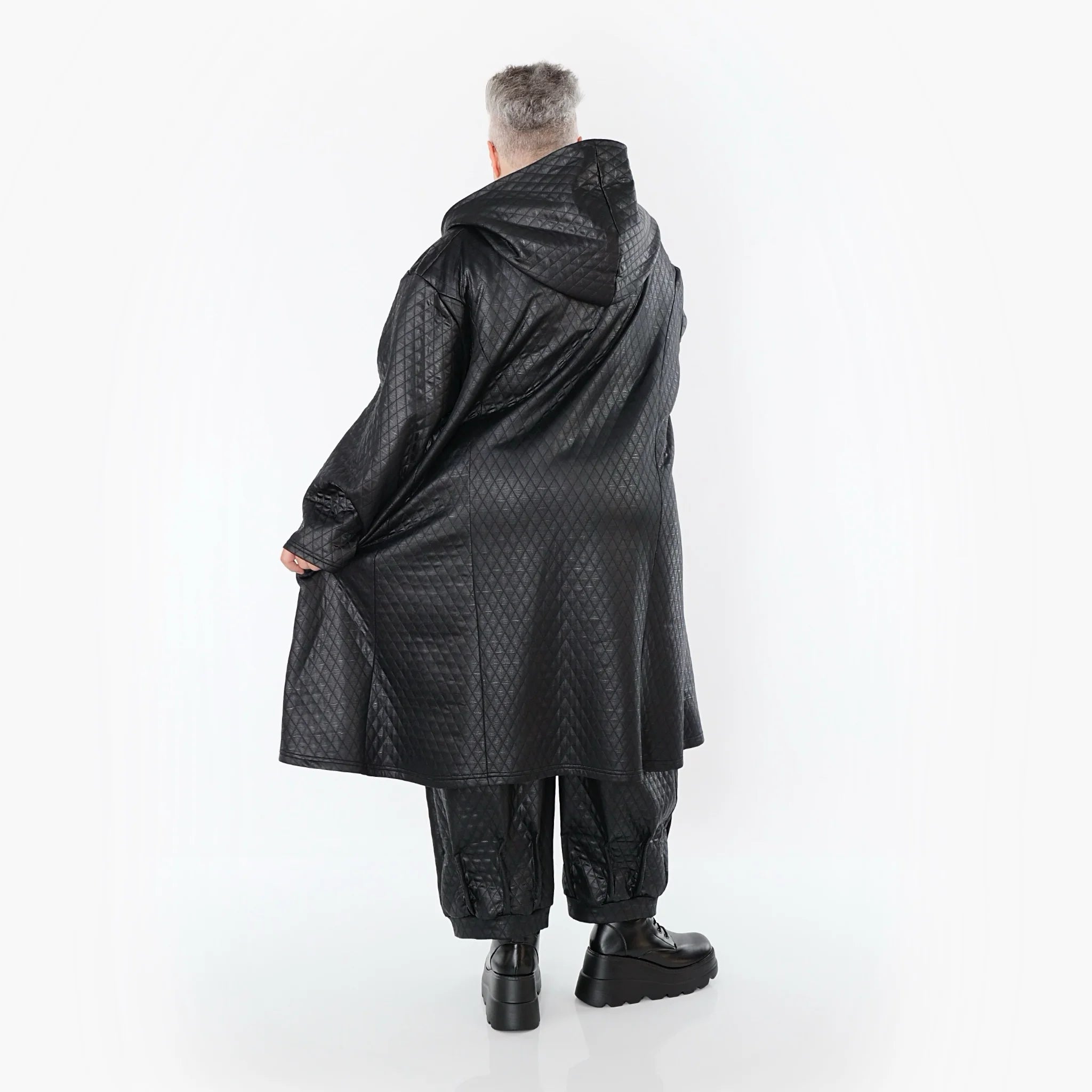  A-Form Jacke von AKH Premium aus Viskose, P1021.7163, Schwarz, Raute, Ausgefallen, Zeitlos