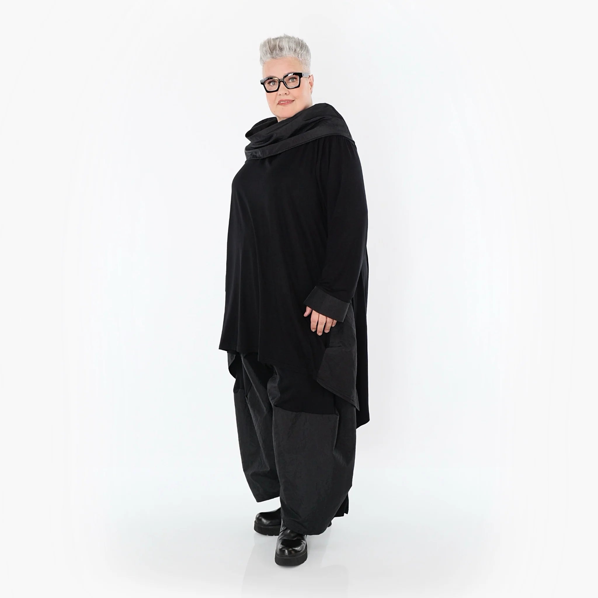  A-Form Shirt von AKH Premium aus Viskose, P102187, Schwarz, Ausgefallen, Zeitlos, Schick