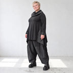 Langarmshirt in A-Form aus Jersey mit Taftdetails Zipfelsaum und seitlichen Schlitzen