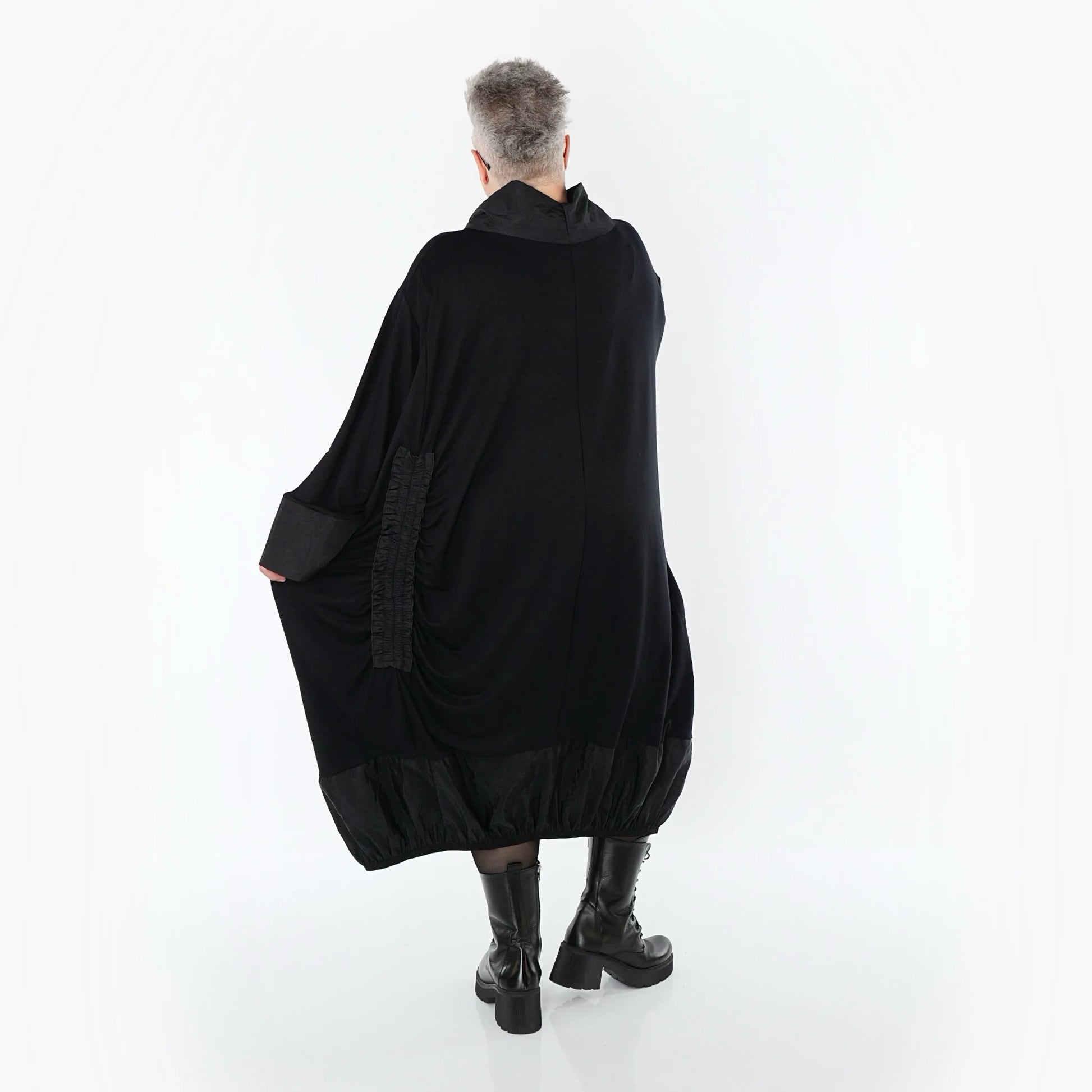  Ballonkleid von AKH Premium aus Viskose, P107156, Schwarz, Ausgefallen, Zeitlos, Schick