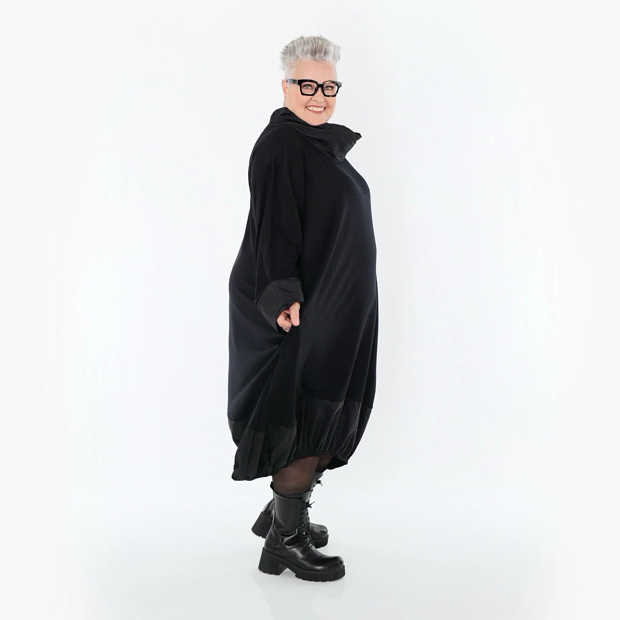Ballonkleid von AKH Premium aus Viskose, P107156, Schwarz, Ausgefallen, Zeitlos, Schick