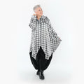  Zipfel Bluse von AKH Premium aus Viskose, P107150, Weiß/Grau, Hahnentritt, Ausgefallen