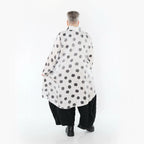  AKH Premium Bluse in Vokuhila-Form, aus Viskose, P1026.7149, Weiß/Grau, Punkte, Schick
