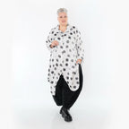  Zipfel Bluse von AKH Premium aus Viskose, P1026.7150, Weiß/Grau, Punkte, Ausgefallen