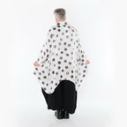  Zipfel Bluse von AKH Premium aus Viskose, P1026.7150, Weiß/Grau, Punkte, Ausgefallen