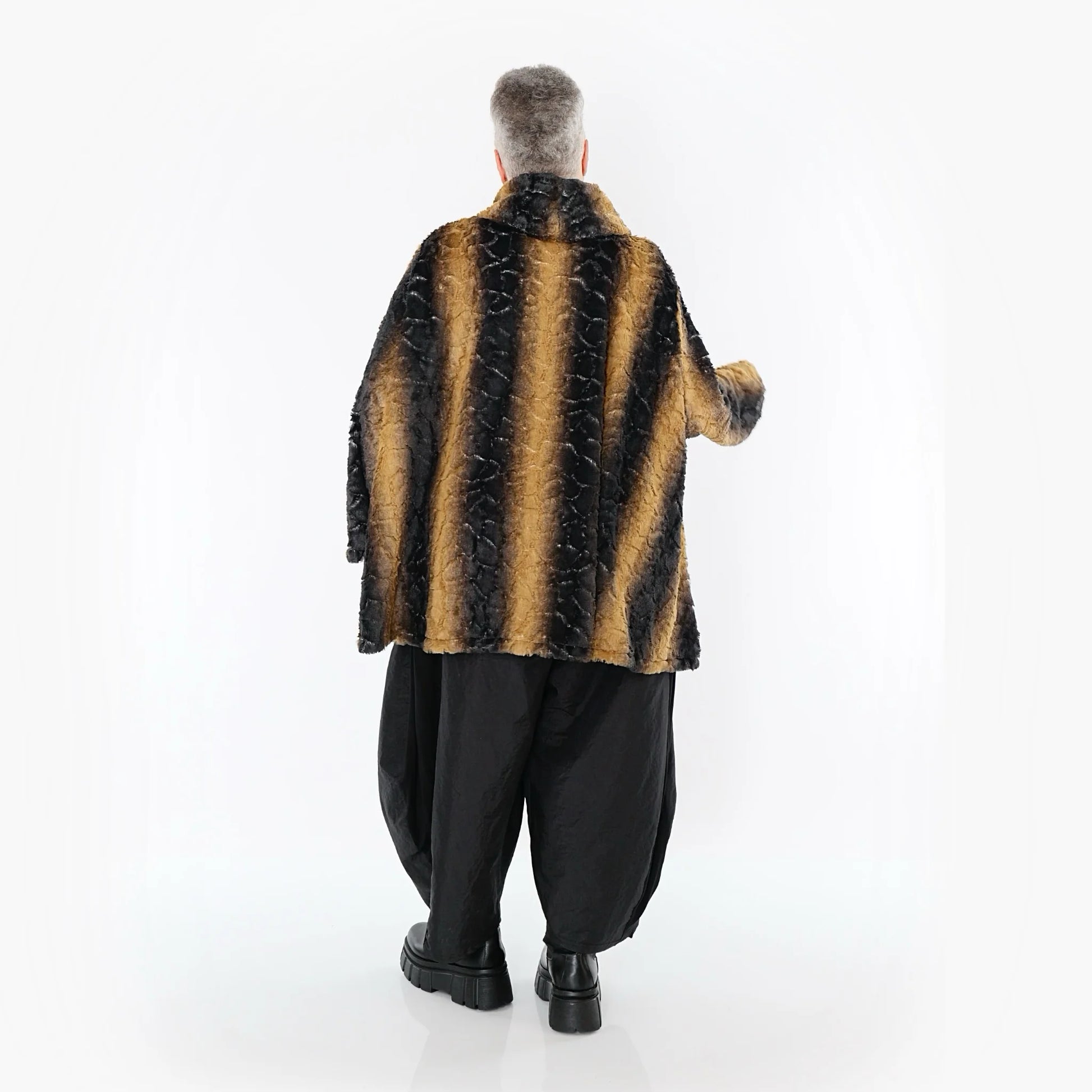  A-Form Bigshirt von AKH Fashion aus Polyester, 1565.0593R, Schwarz/Senf, Blockstreifen