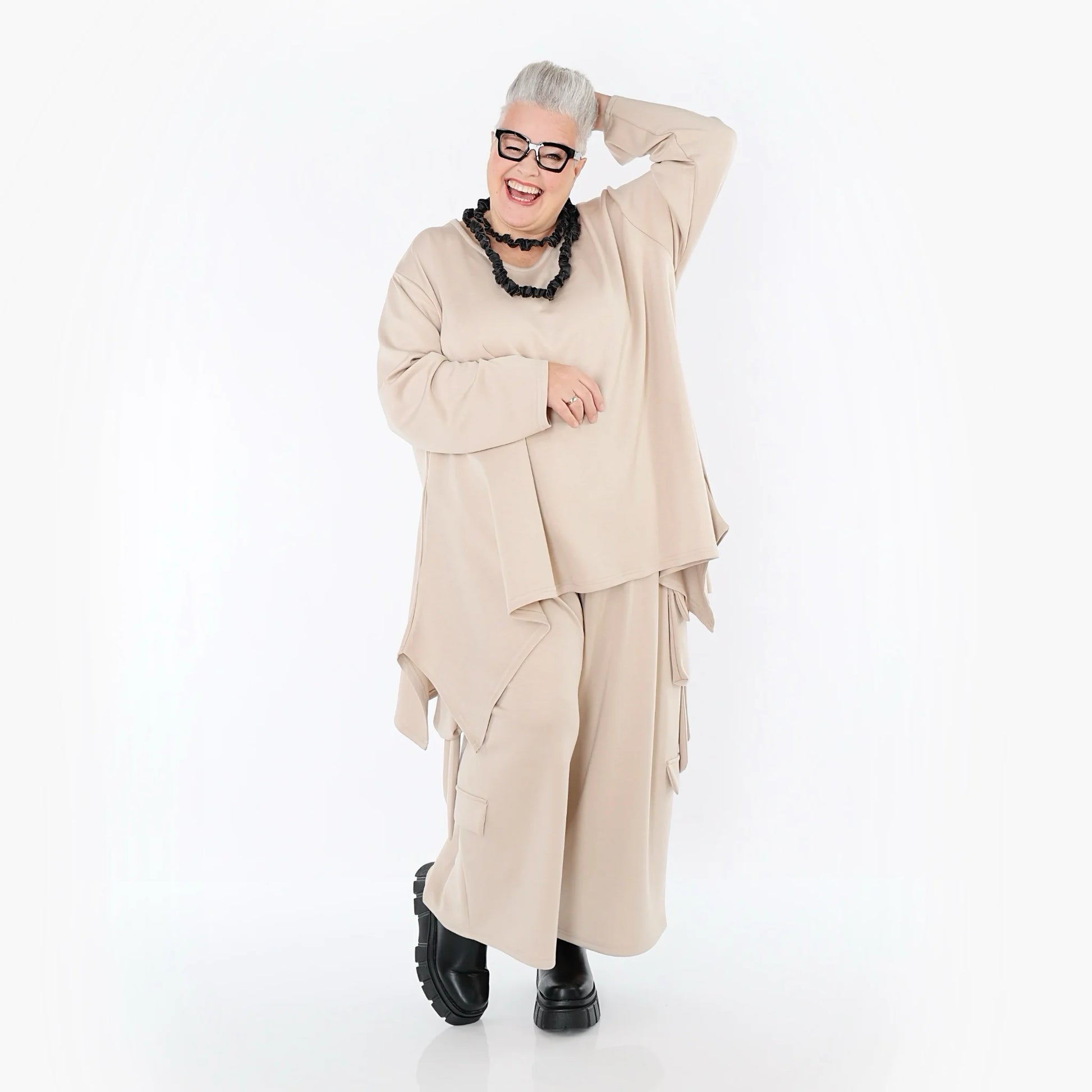  Ballonhose von AKH Fashion aus Viskose, 1566.07125, Beige, Ausgefallen, Zeitlos, Schick