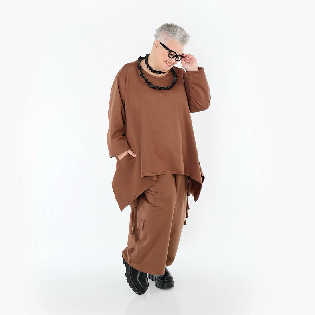  A-Form Bigshirt von AKH Fashion aus Viskose, 1566.06809, Braun, Ausgefallen, Zeitlos, Schick