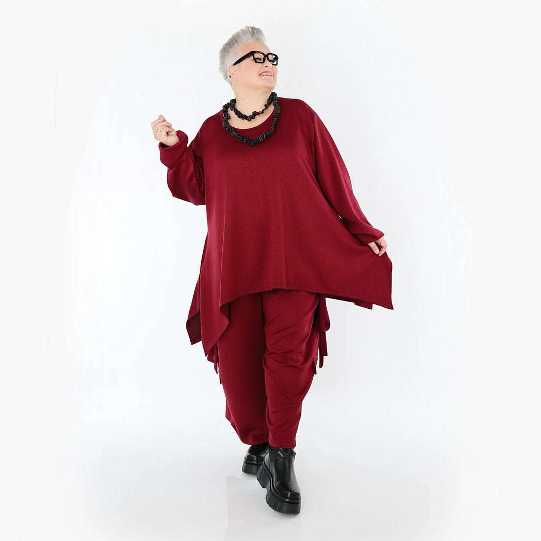  A-Form Bigshirt von AKH Fashion aus Viskose, 1566.06809, Weinrot, Ausgefallen, Zeitlos